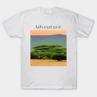 "Safari Drive Adventure - Serene Journey through the Wild, Vibey Safari-Inspired Tee, Unisex Adventure Lover T-shirt, Aesthetic Safari Scene, Nature-inspired Design" T-Shirt